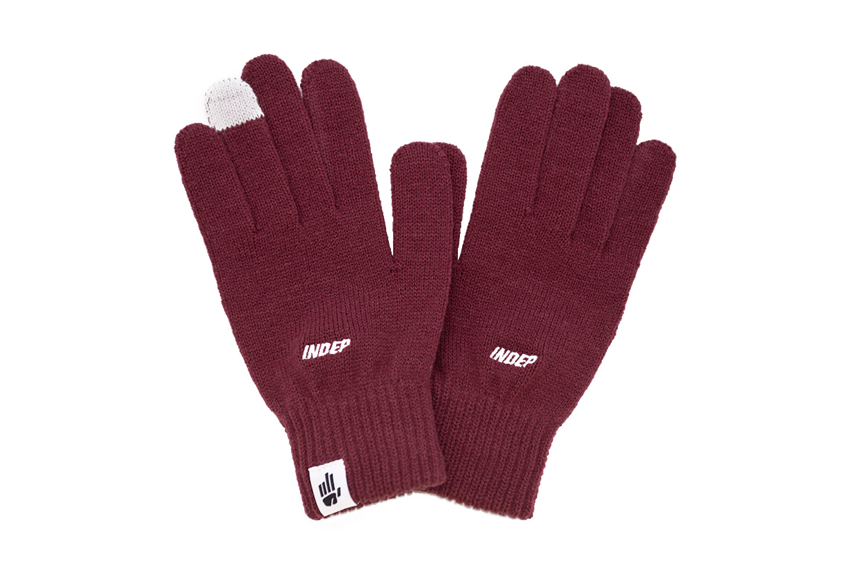 Indep Logo Knitted Gloves(Burgundy)